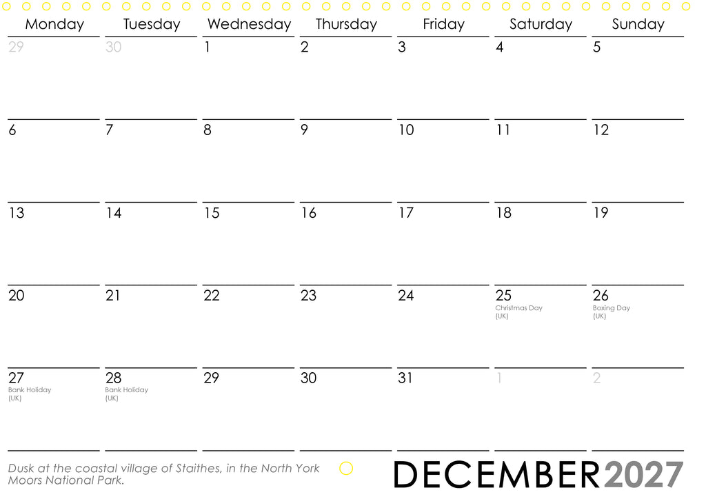 Yorkshire Dales & Coast Wall Calendar