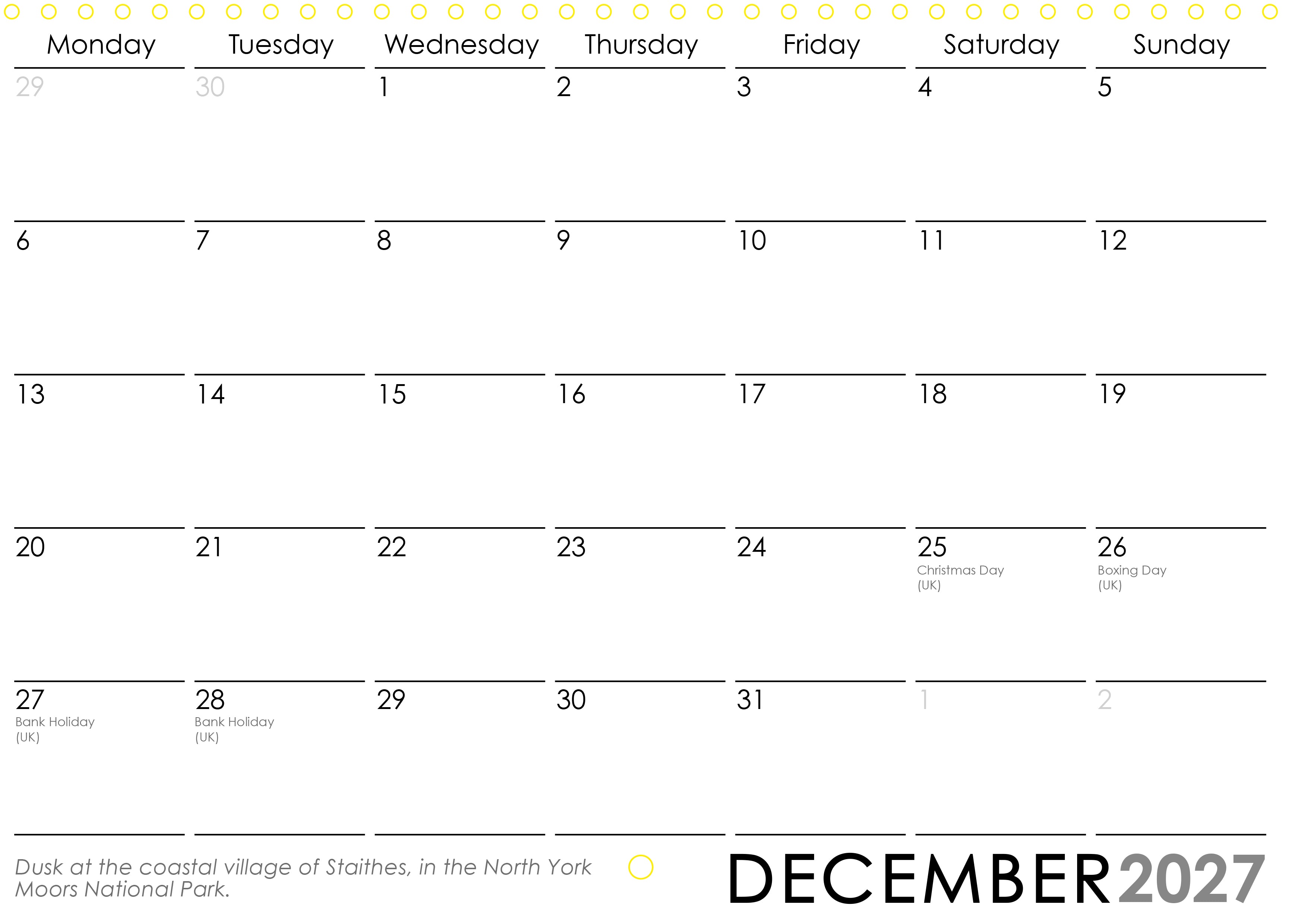 Yorkshire Dales & Coast Wall Calendar